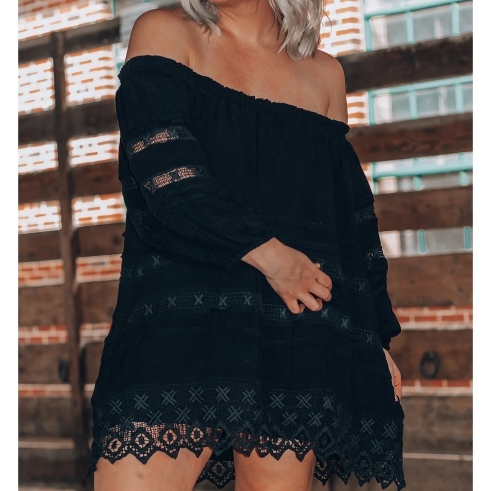 Nwts : Off The Shoulder black lace dress by together